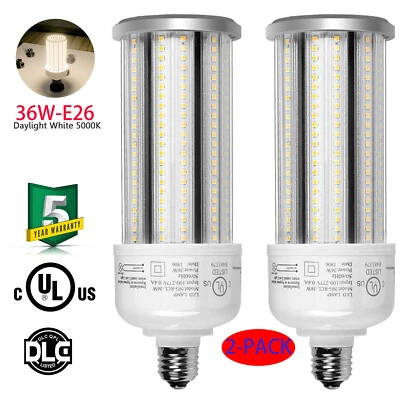 2-PACK LED Corn Light 36W E26 Medium Base Warehouse Workshop Basement Lamp Bulb - Image 1 of 4