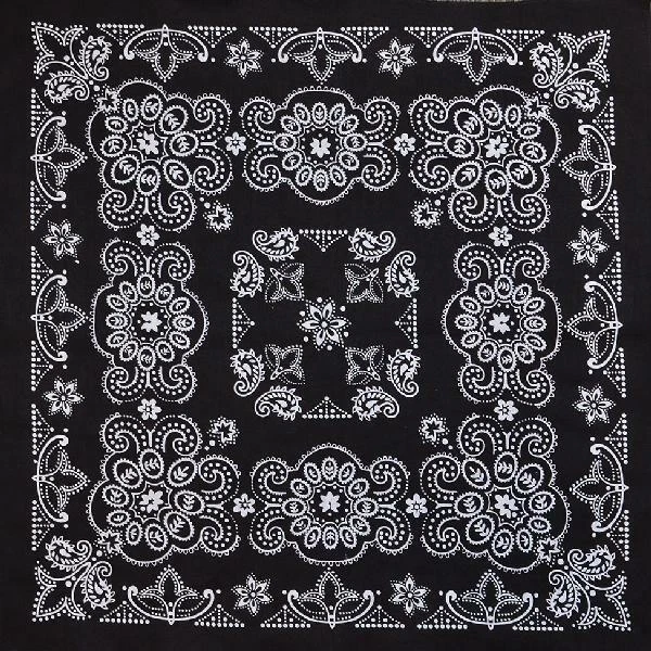 New 27" x 27" Oversized Black Paisley Bandana Handkerchief Scarf 100% Cotton - Image 1 of 1