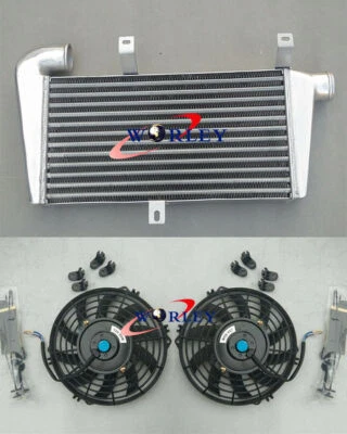 465*250*52mm Core Inlet 60mm Aluminum Universal FMIC Trubo Intercooler + fans - Image 1 of 4