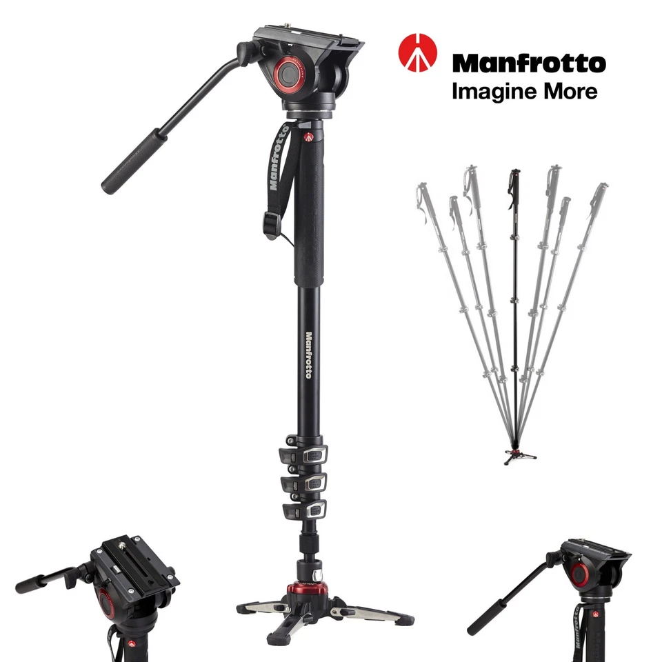 Manfrotto MVMXPRO500 XPRO Aluminum Video Monopod with 500 Series Fluid Head set - Image 1 of 4