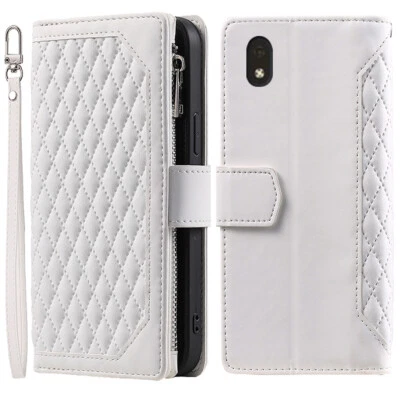 Estuche tipo billetera romboidal ZTE Avid 579, tarjeta abatible con cremallera de cuero para ZTE Blade A3 2020 Foto 1 de 4