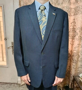 1950s vintage handtailored bespoke classic all worsted striped 2 button suit 46R - Picture 1 of 17