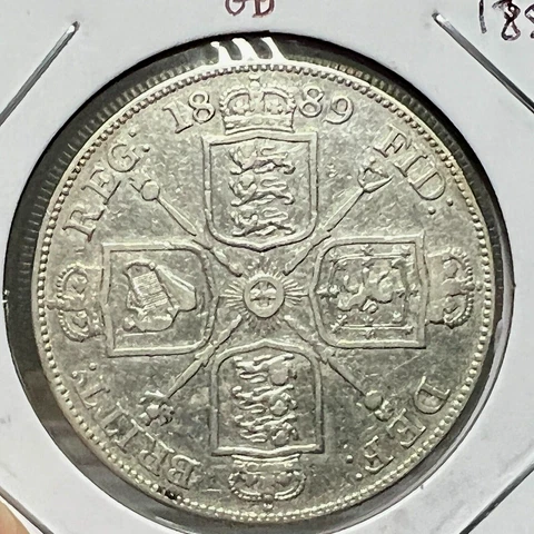 1889 GREAT BRITAIN SILVER DOUBLE FLORIN CROWN Cover