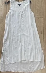 EILEEN FISHER Top Small Silk Crepe de Chine Tunic Button Front Sleeveless Cream - Picture 1 of 10