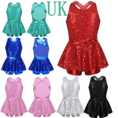 Girl's Sequined Modern Jazz Dance Dress Ballet Leotard Stage Performance Costume - Image 1 of 4