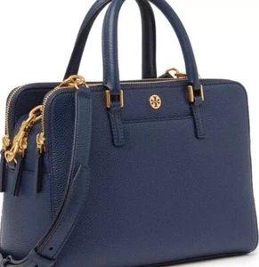 ๐ผ๐ฆ Tory Burch ๐ผ๐ฆ Georgia Navy Leather Satchel Crossbody Bag ๐ผ GB19o6 - Picture 1 of 11