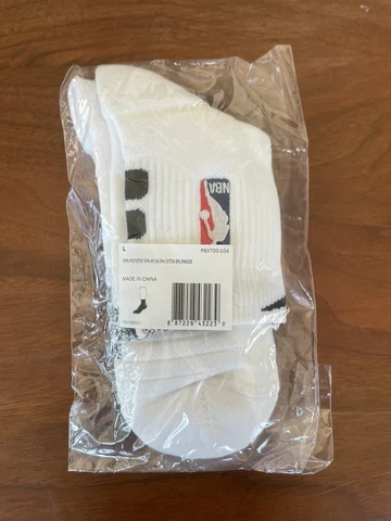 Nike NBA Authentics Ankle Length Team Issued L White and Black Socks Cover