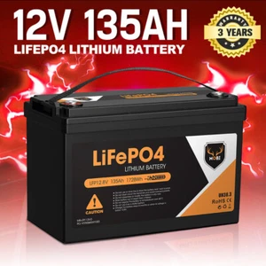 MOBI 135AH 12V Lithium Iron Phosphate Battery LiFePO4 4WD RV Deep Cycle Battery - Picture 1 of 10