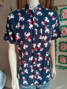 Peanuts Snoopy Joe Cool Shirt Button-Front Mens Short Size XL - Picture 1 of 6