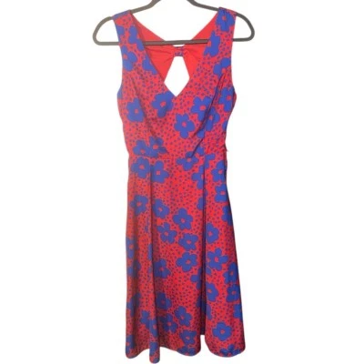 Retro Floral ModCloth Sleeveless Cutout Smocked Back Above Knee Dress (S) - Image 1 of 4