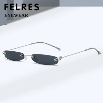 Metal Rimless Personality Sunglasses Men Women Small Frame Outdoor Shade Glasses - Image 1 of 4