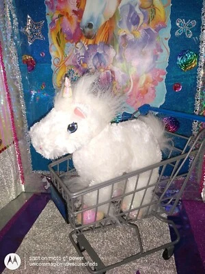 🦄Ganz / Webkinz "Unicorn" White w/Iridescent Horn & Hooves HM069 10" Plush! - Image 1 of 4