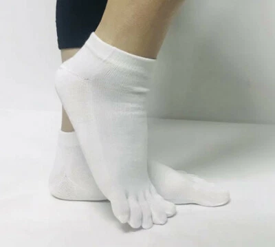 3Pairs Women Hygienical Individual Toe Socks Cotton Anti Bacterial Blister - image 1 of 4