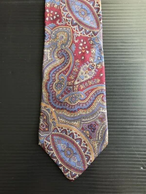 Corbata Oleg Cassini para hombre seda cachemira vino azul tostado EE. UU. Foto 1 de 4