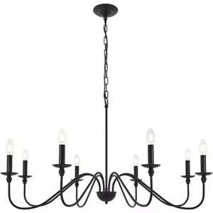 Large Black Rustic Farmhouse Decor Chandelier Foyer Dining Room Light Fixtures - Picture 1 of 10