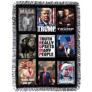 Trump President Fleece Blanket 9 Panel Custom Photo Throw Blanket - Picture 1 of 19