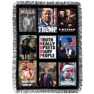 Trump President Fleece Blanket 9 Panel Custom Photo Throw Blanket - Image 1 of 4