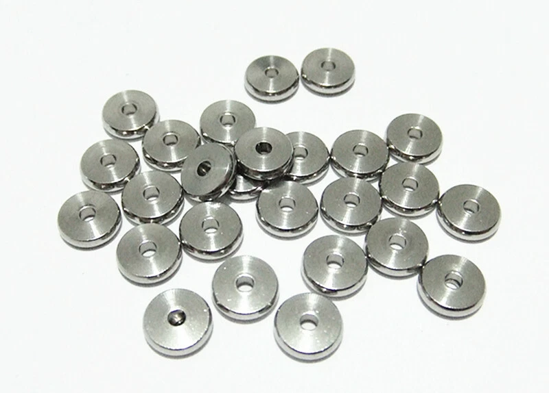 10pz perline distanziali in acciaio inox tondo piatto 8x2mm color argento scuro  - Immagine 1 di 1