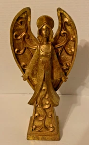 Estatuilla de ángel de resina tono dorado de 12" de alto - Imagen 1 de 8