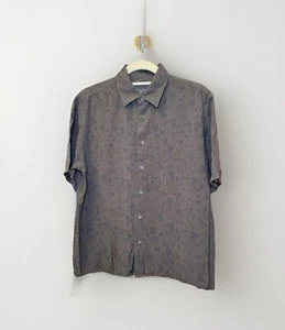 Rag & Bone Shirt Men's MEDIUM Brown Black Floral Short Sleeve Button Up Viscose - Picture 1 of 13