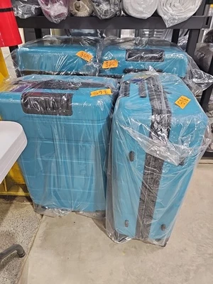 Hardside Large Checked Suitcase Teal - Open Story - Image 1 of 2