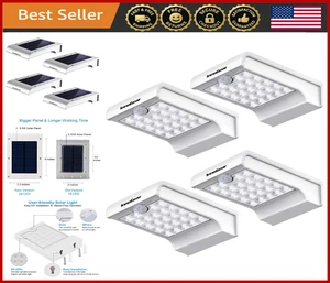Solar Gutter Lights 24 LED Motion Sensor Outdoor Wall Mount Waterproof 4 Pack - Picture 1 of 8
