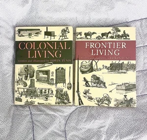 Lot of 2 Colonial Living Frontier Living Edwin Tunis Illustrated Large Reference - Picture 1 of 14