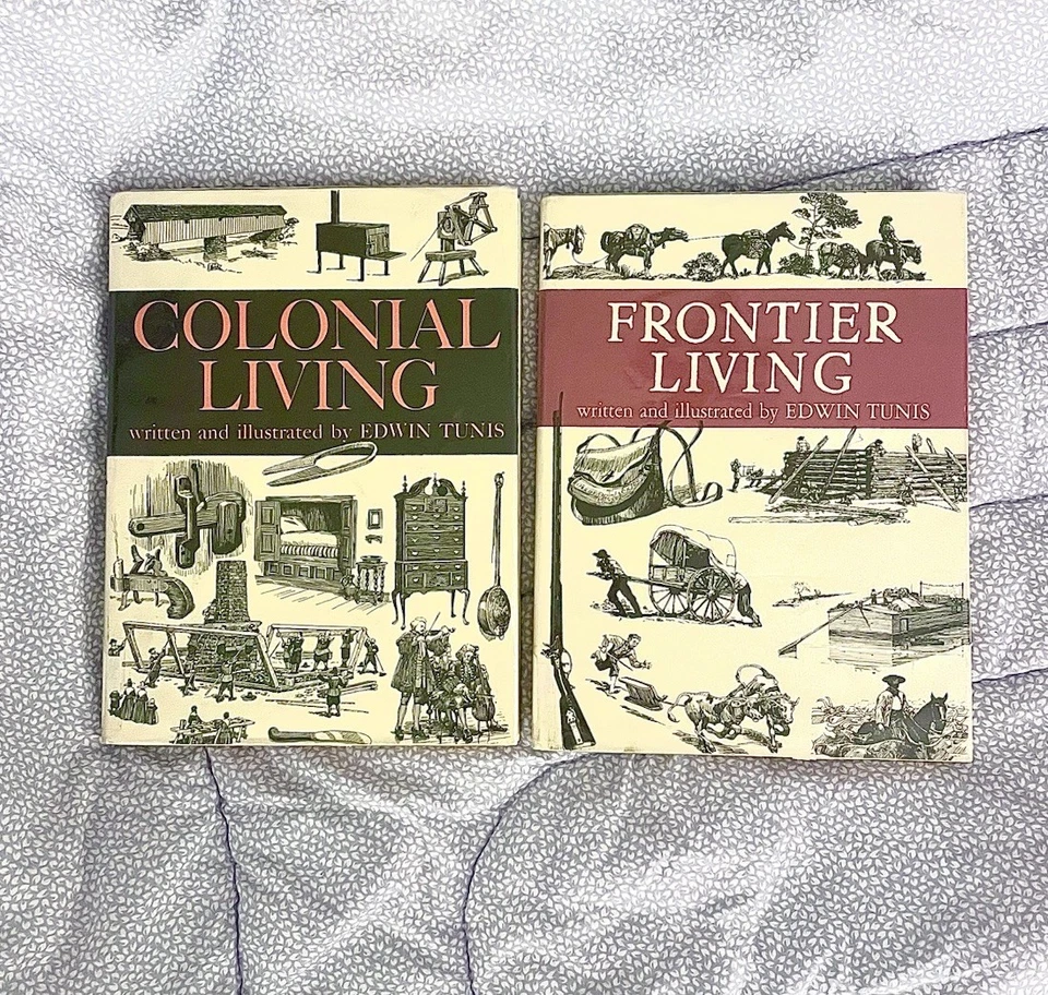 Lot of 2 Colonial Living Frontier Living Edwin Tunis Illustrated Large Reference - Image 1 of 4