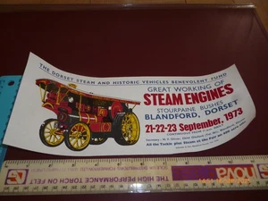 DORSET STEAM ENGINES FAIR STOURPAINE BUSHES BLANDFORD 1973 FLYER/CAR WINDOW - Picture 1 of 2