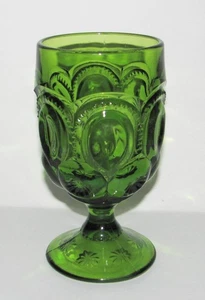 Vintage L E Smith Green Glass Moon and Star 5 7/8" tall Goblet - Picture 1 of 1