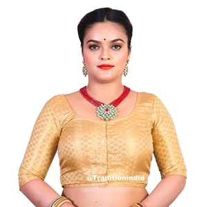 Damenbluse, indische Sari Bluse, goldene Ready To Wear Sari Bluse - Bild 1 von 3