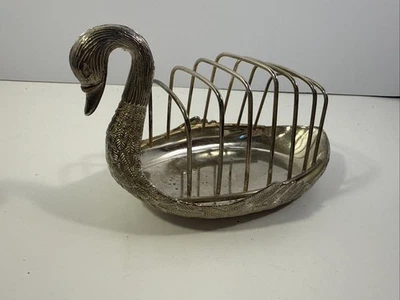 Vintage silver plated swan toast rack / soap change Dish Vintage Tableware  - Image 1 of 4