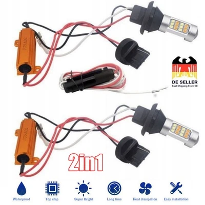 2-in-1 LED-TAGFAHRLICHT + BLINKER DRL PY21W BA15s EINGEBAUTER AUTOMAT 12V NEU DE - Bild 1 von 4