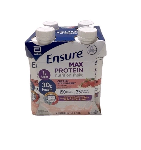 Batido nutricional Ensure MAX PROTEIN fresa cremosa, paquete de 8 fl oz. caja75 Foto 1 de 1