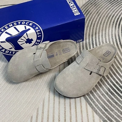 2025 Unisex Boston Suede Leather Clog Womens Mens Shoes Casual Shoes Girl UK