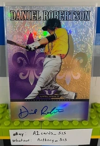 Daniel Robertson - 2012 Leaf Draft Valiant Rookie Auto - Purple Gold 15/25 - Picture 1 of 3