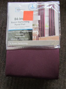 Mainstays 30 in W x 84 in L Room Darkening Panel Pair Deep Burgundy Polyester - Picture 1 of 3