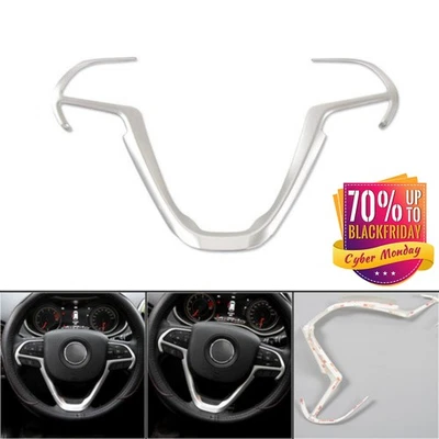 For 2014-2020 Jeep Grand Cherokee Silver Steering Wheel Moulding Cover Trim 1pcs - Изображение 1 из 4
