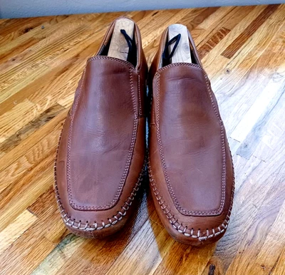 Steve Madden Driving Shoes Men's 8 M Cognac Brown Leather Casual Slip-On Loafers - Image 1 of 4
