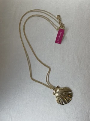 Collar Lilly Pulitzer Nuevo con Etiquetas Concha Dorado Metálico y Estrás Foto 1 de 4