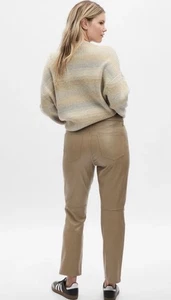 NWT Gap High Rise Vintage Slim Faux Leather Pants Size 14S/32  TAUPE Brown Tan - Picture 1 of 7