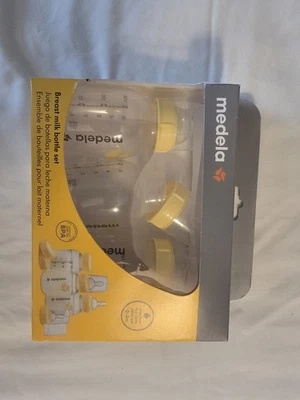 Juego de biberones de leche materna Medela 0-4M 5oz flujo lento sin BPA 3ct y 3 tapas de tapa sólida Foto 1 de 4