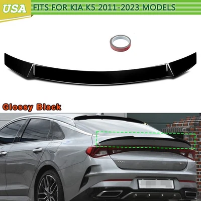 Rear Trunk Spoiler Wing Fits Kia K5 2021-25 Painted Glossy Black Factory Style - Image 1 of 4