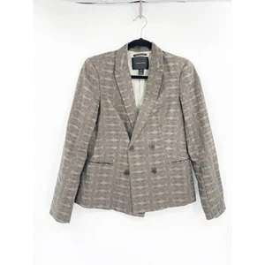 Maison Scotch Linen Cotton Blend Double Breasted Animal Print Blazer Jacket - Picture 1 of 5