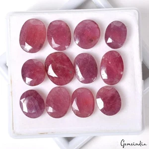 Natural Red Ruby, Mozambique ~Oval Cut, Certified 95.30 Cts Loose Gemstone~12 Pc - Picture 1 of 6