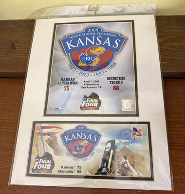 Kansas Jayhawks 2008 NCAA Basketball Champs USPS Matted Pic/Cover - (12"x16") - Image 1 of 3