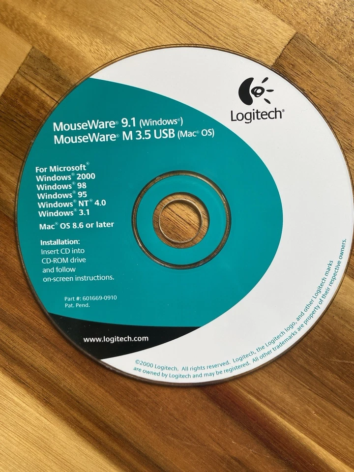 LOGITECH MouseWare 9.1 (Windows) M 3.5 USB (Mac OS) CD-ROM Disc - Image 1 of 3
