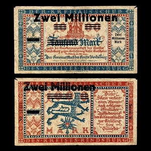 1922 Germany 2 Million Mark Rendsburg Banknote Emergency Old Paper Money Rare VG - Picture 1 of 3