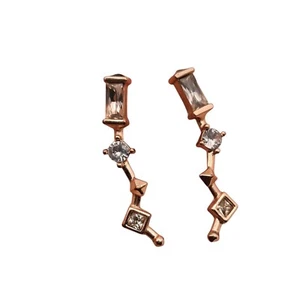 Kendra Scott Sutton Stud Earrings Rose Gold-Tone Blush Pale Pink & Clear - Picture 1 of 5