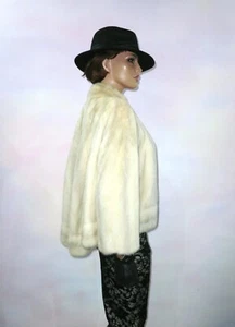 Real Mink Fur Swing Jacket Coat Azurine Pearl White Sapphire Vison 8- 10 -12/S-M - Picture 1 of 23